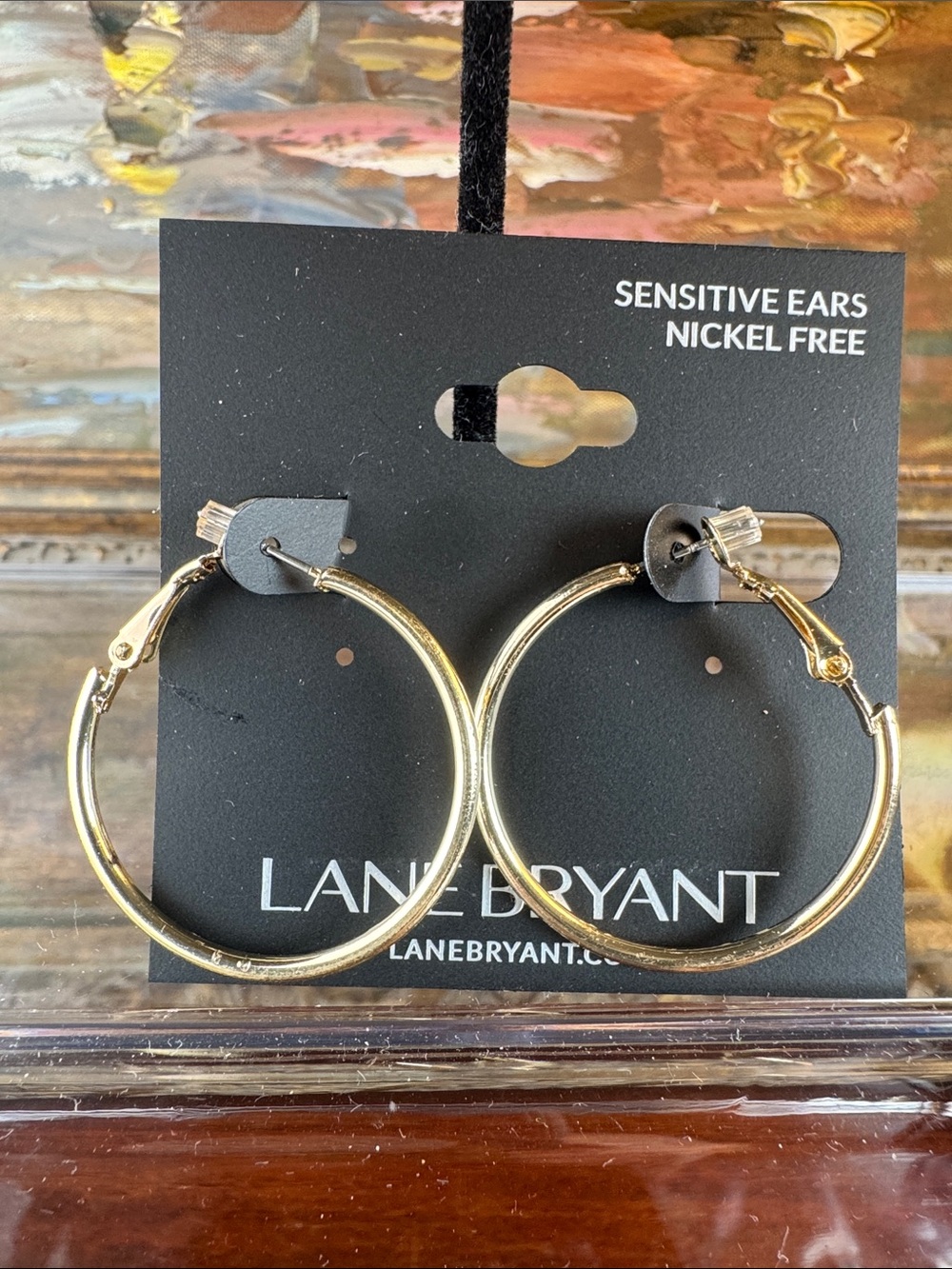 0478-Lane Bryant Shiny Gold Round Hoop Earrings‎